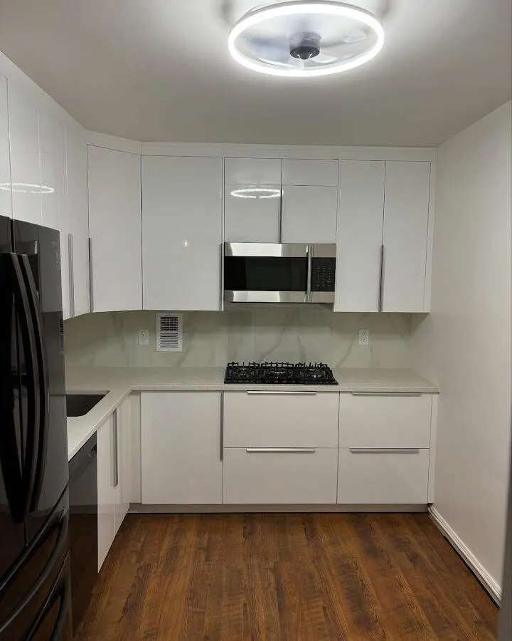 Renovated kitchen with quartz countertops in Monroe